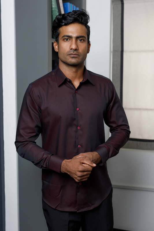 Maroon Textured Essentials Shirt