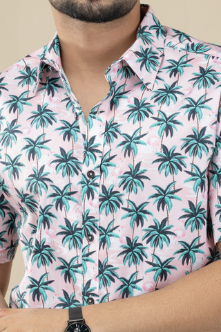 Light Pink Printed Tropical Shirt