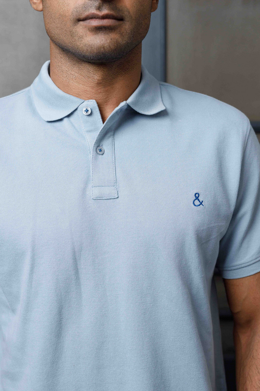 Fog Grey Cotton Polo T-Shirt