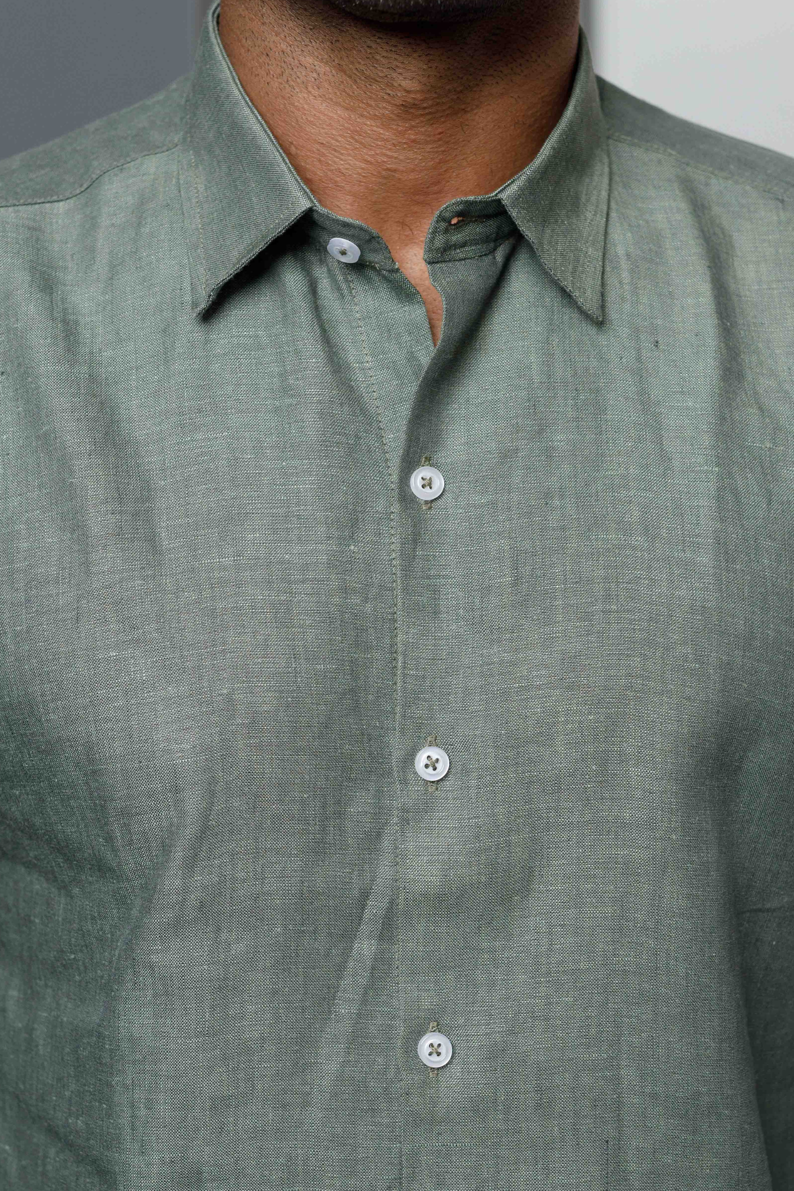 Essentials Green Linen Shirt