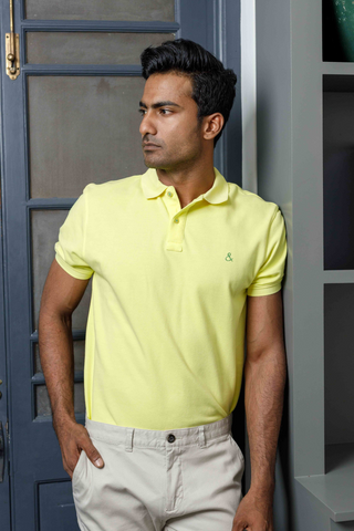 Butter Yellow Cotton Polo T-Shirt
