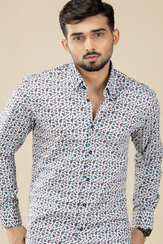 Mini Paisley Print Button Down Shirt