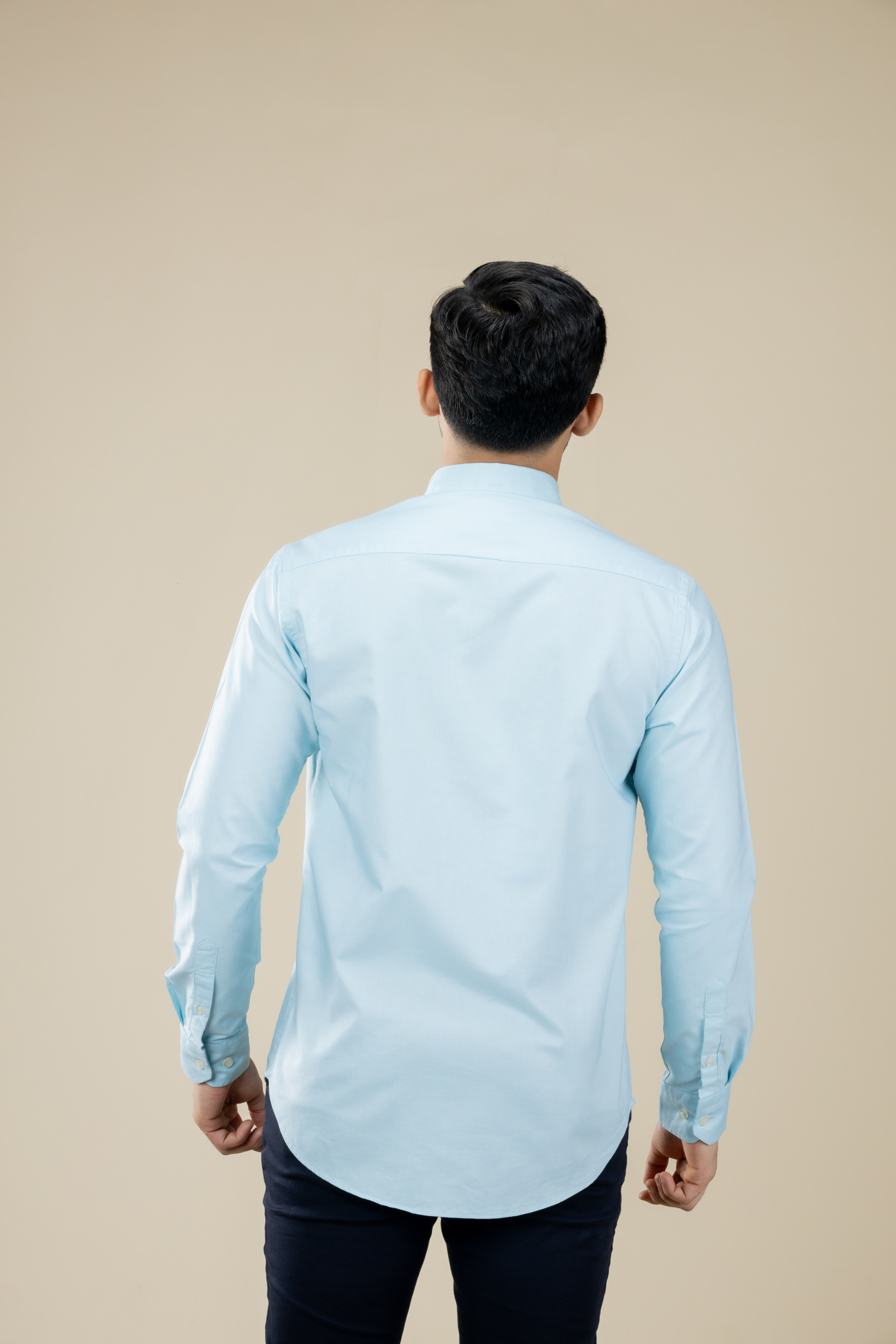 Aqua Blue Washed Oxford Long Sleeve Shirt