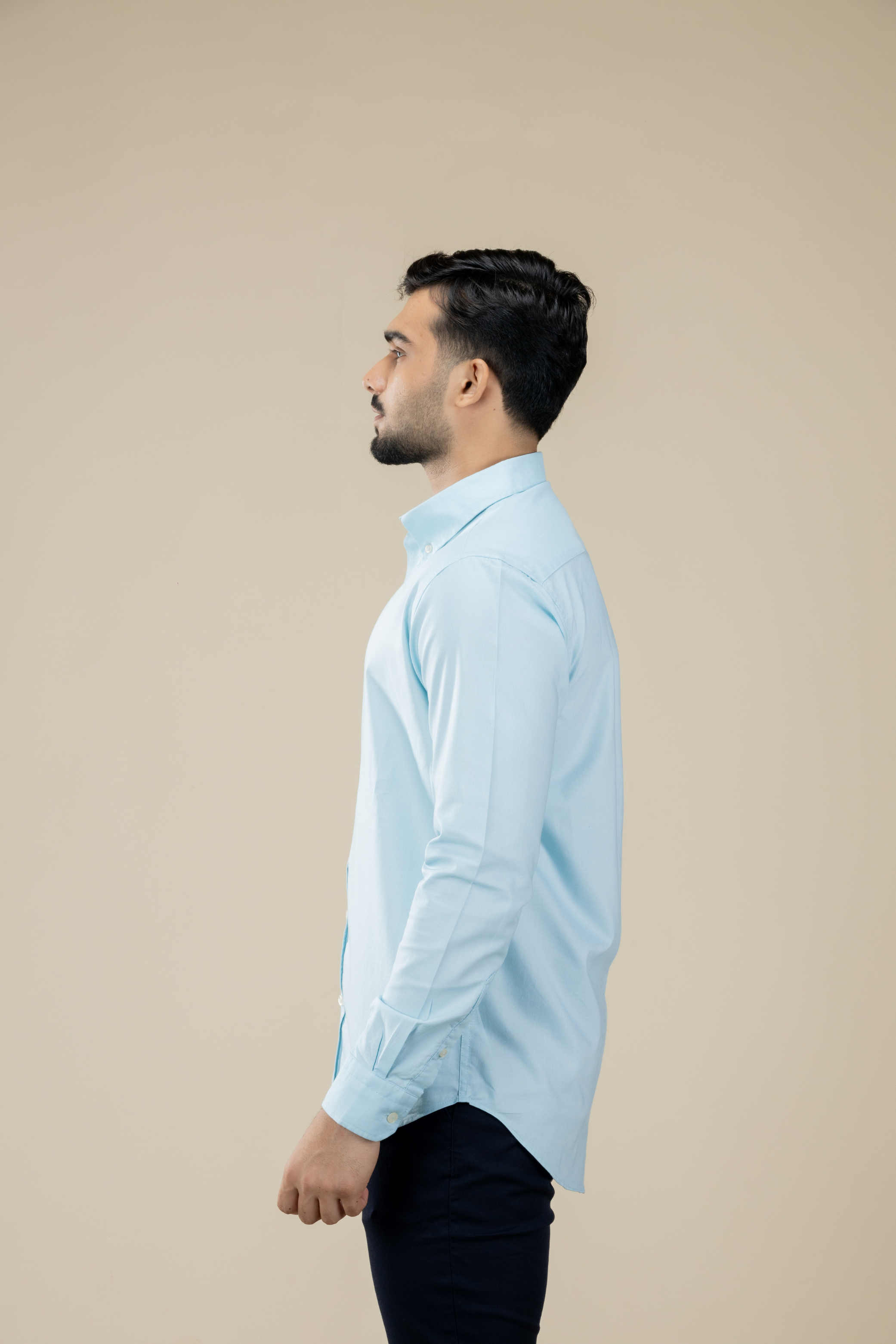 Aqua Blue Washed Oxford Long Sleeve Shirt