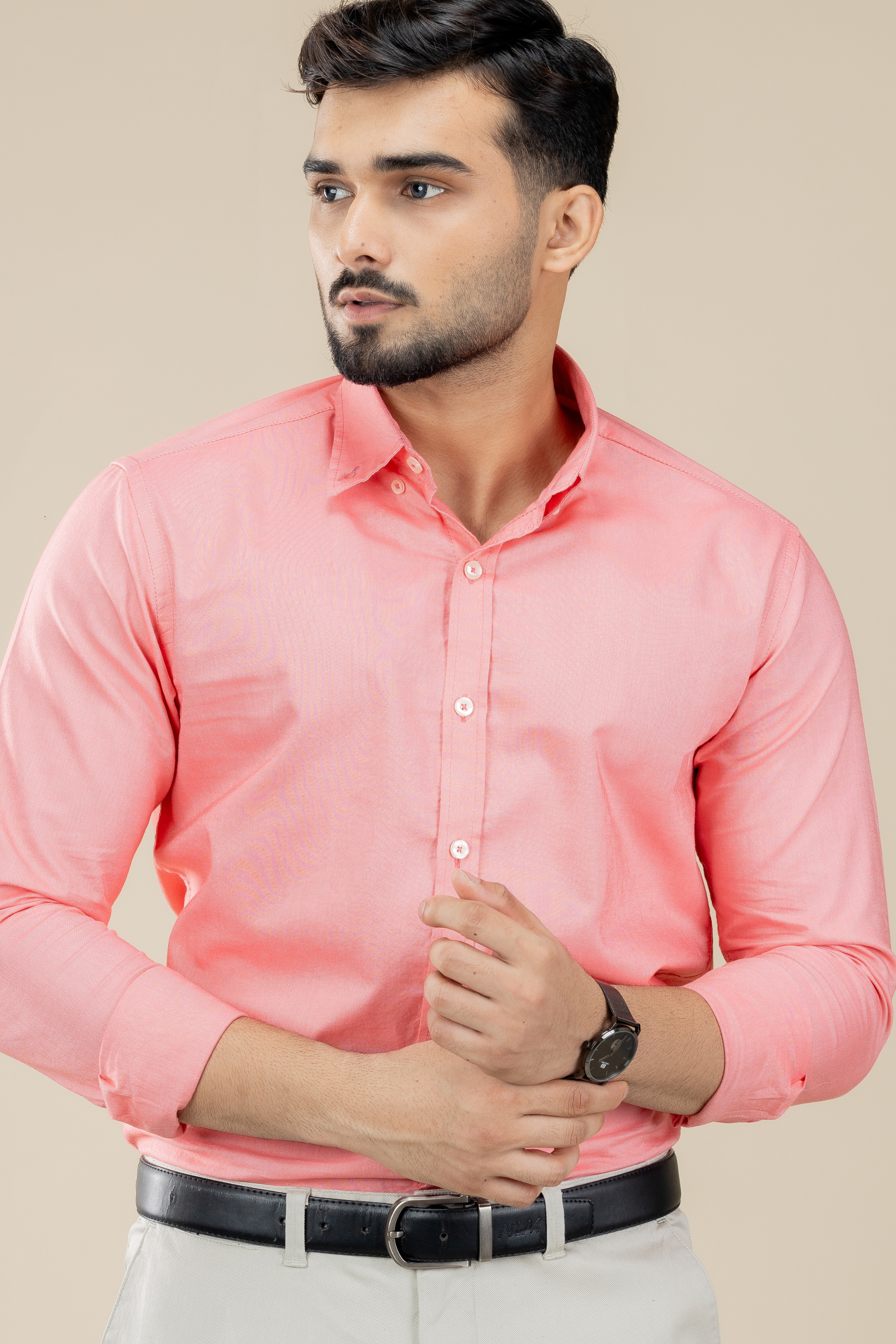 Paste Red Washed Oxford Long Sleeve Shirt