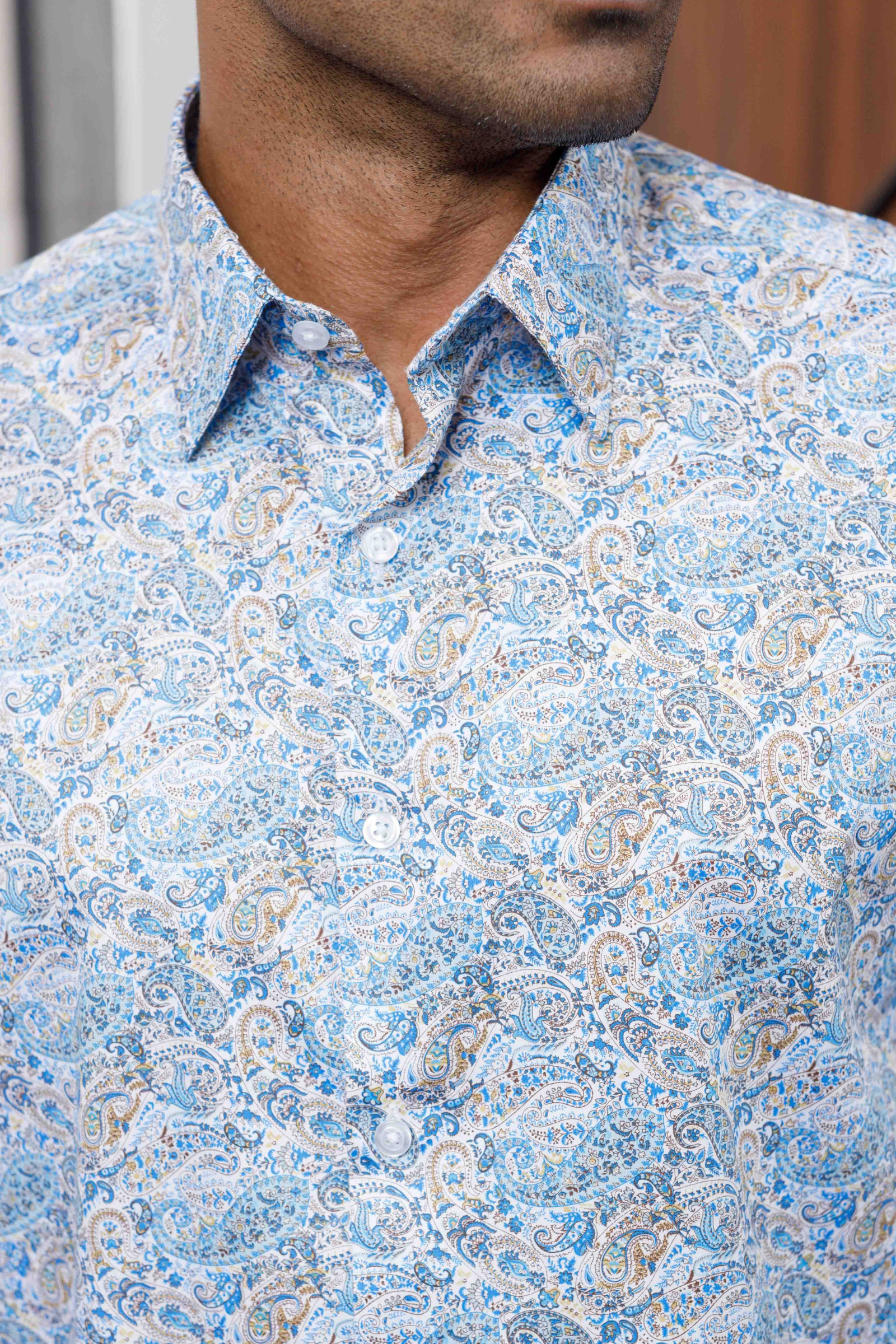 Blue Paisley Print Shirt