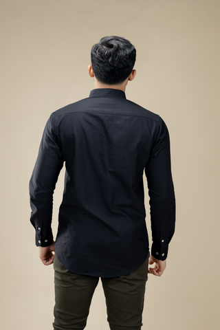 Black Washed Oxford Long Sleeve Shirt
