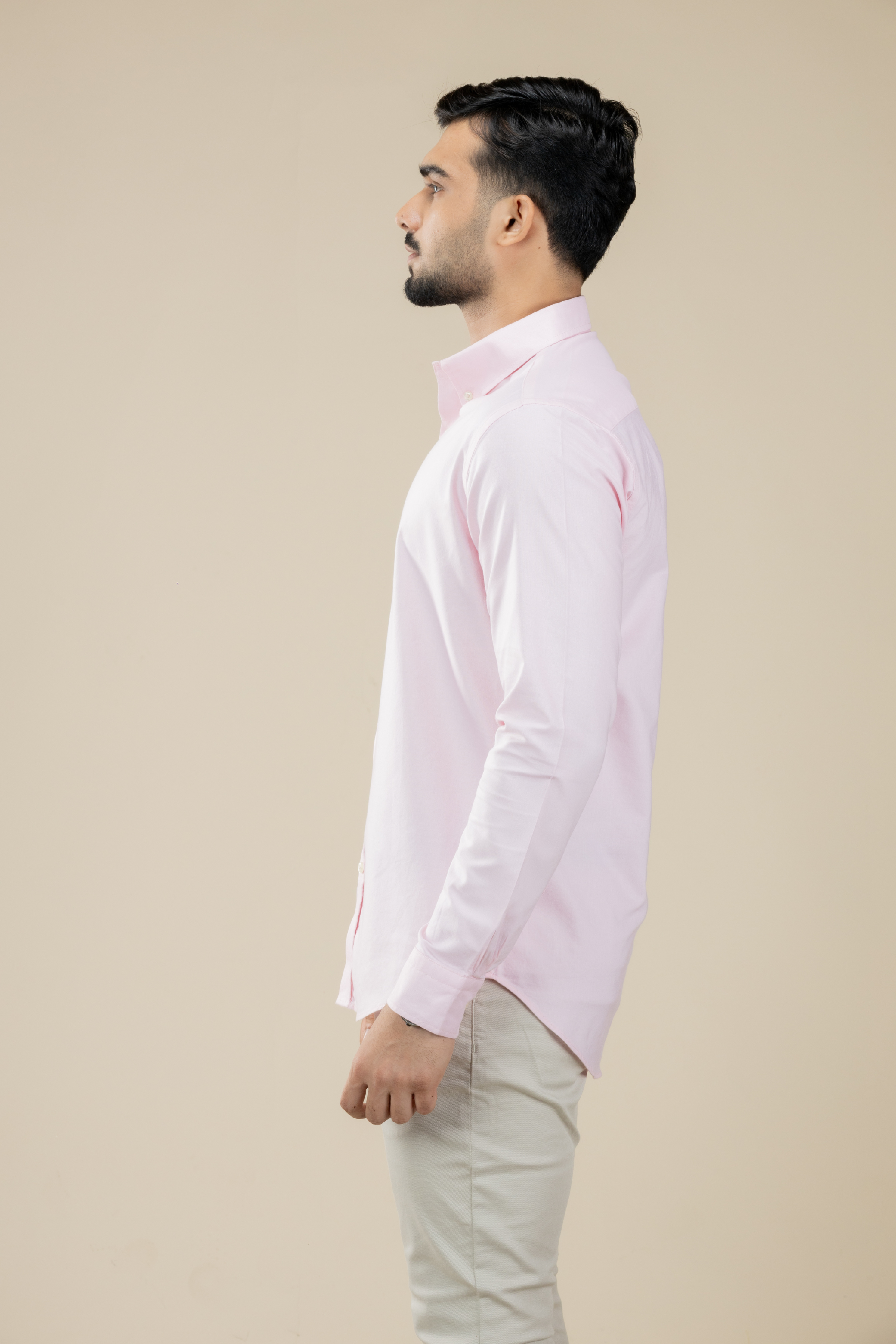 Baby Pink Washed Oxford Long Sleeve Shirt