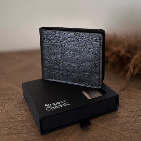 Bi-fold Wallet Crocodile Printed-Black