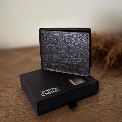 Bi-fold Wallet-Crocodile Printed-Brown