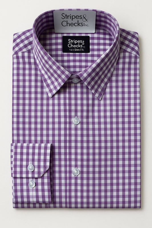 Lavender Mini Check Shirt Longs sleeve
