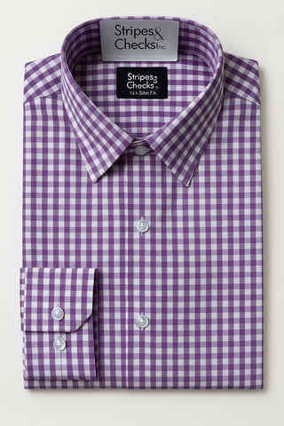 Lavender Mini Check Shirt Longs sleeve
