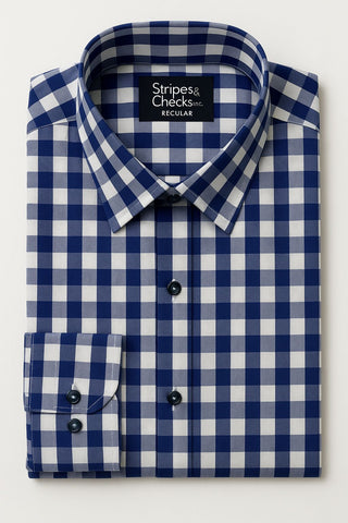 Blue Mini Check Shirt Longs sleeve