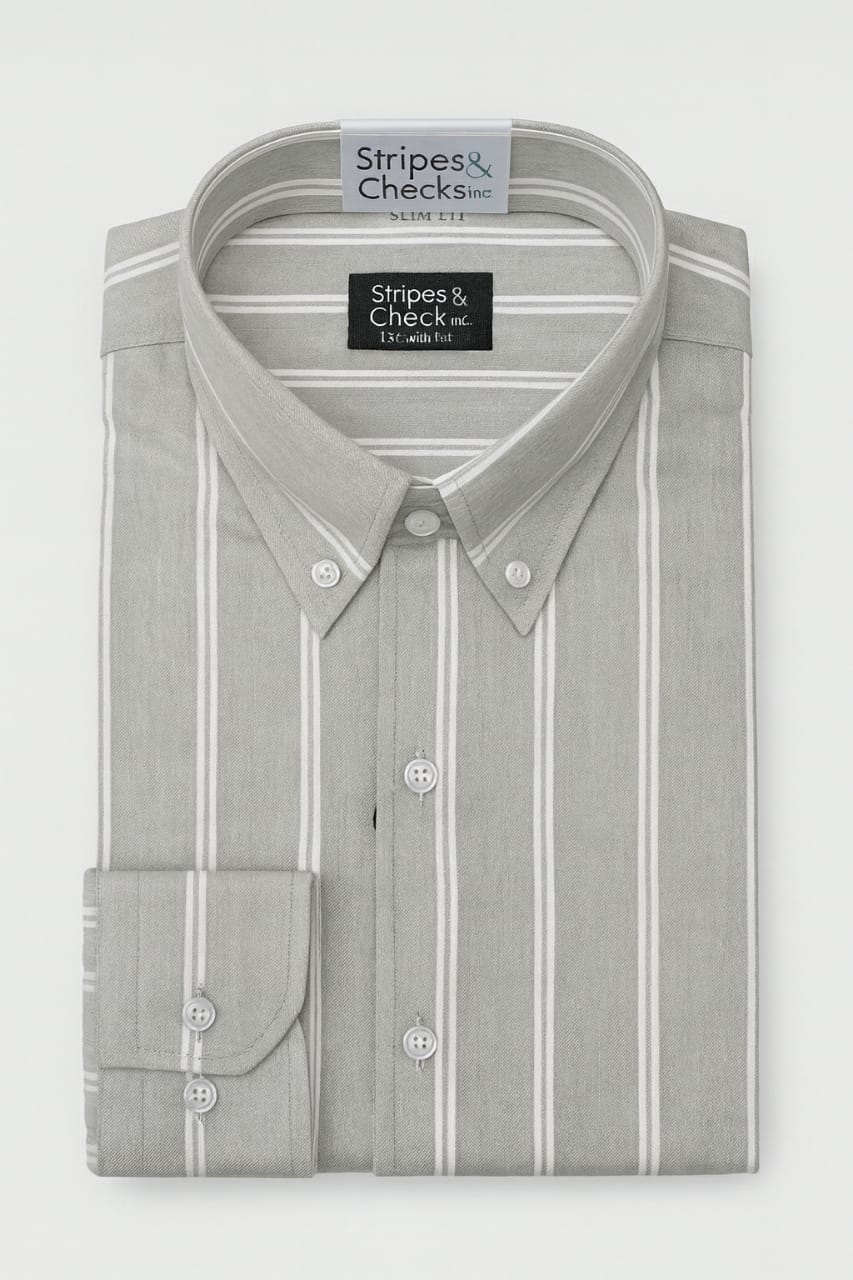 Mens Essentials - Button Down Stripe Casual Shirt
