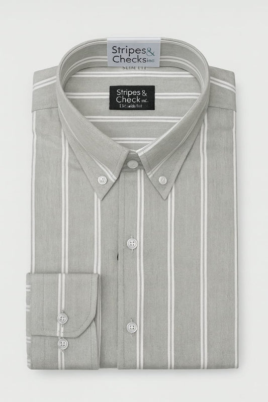 Mens Essentials - Button Down Stripe Casual Shirt