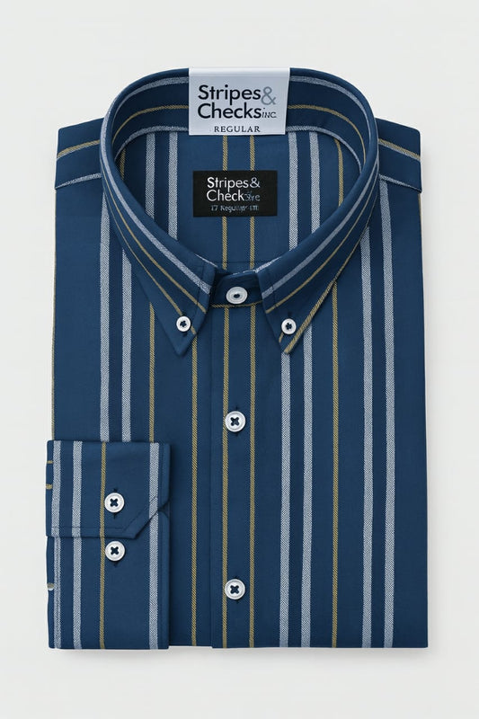 Mens Essentials - Button Down Stripe Casual Shirt