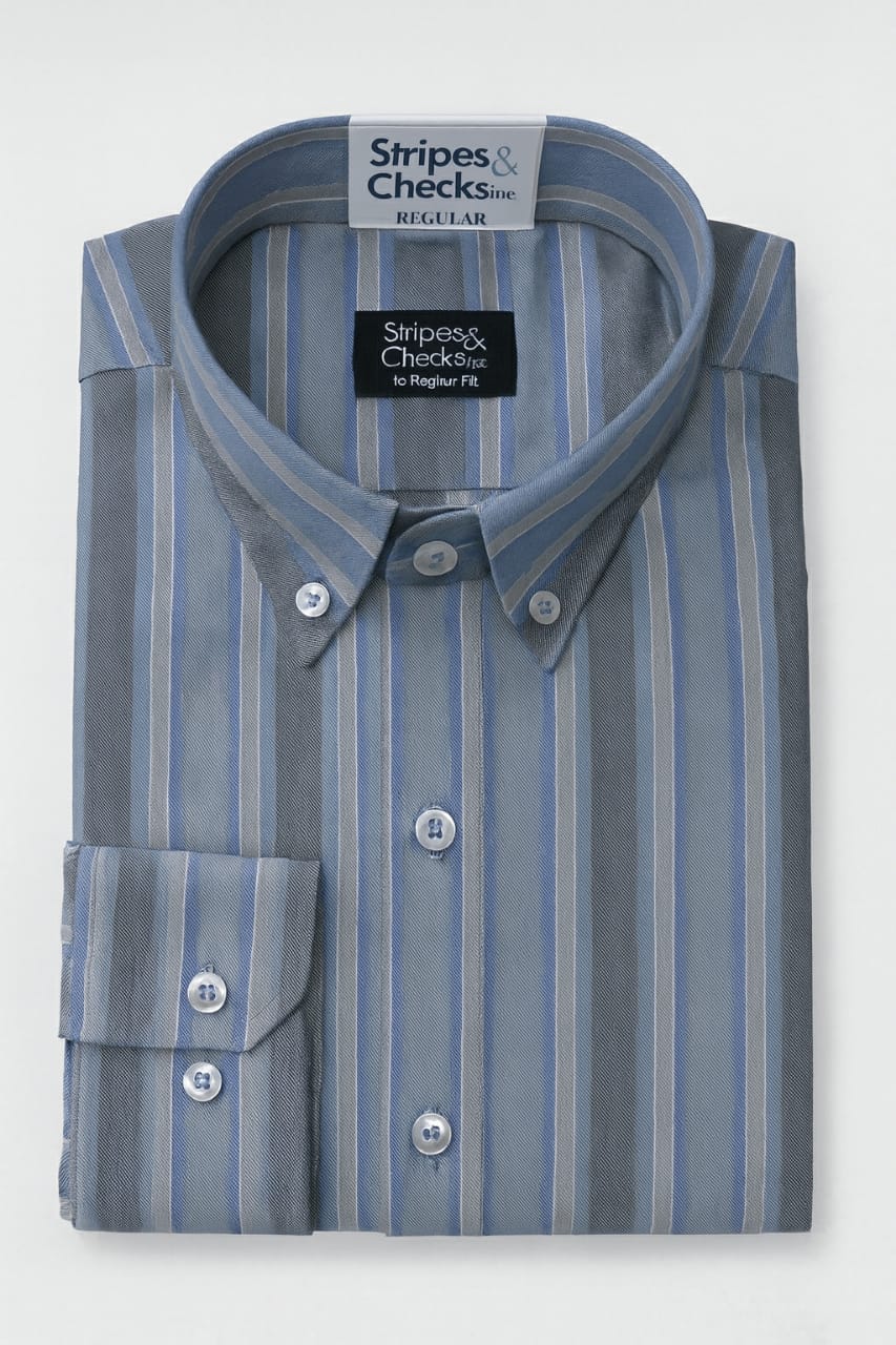 Mens Essentials - Button Down Stripe Casual Shirt