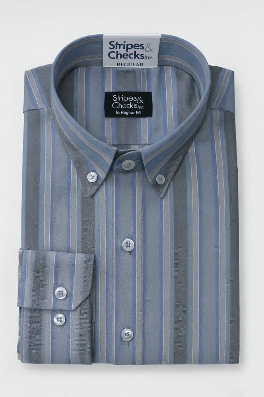 Mens Essentials - Button Down Stripe Casual Shirt