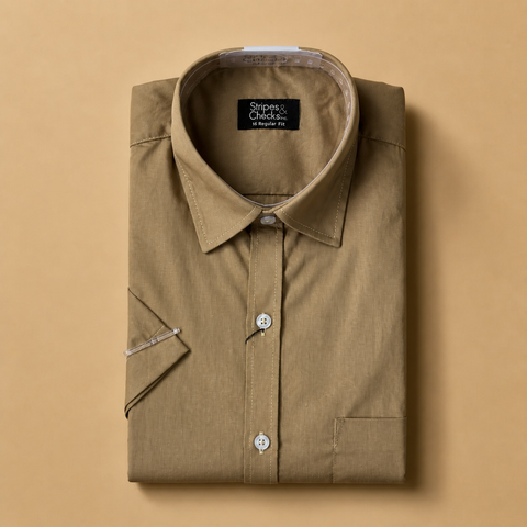 Dark Beige Short Sleeve Shirt