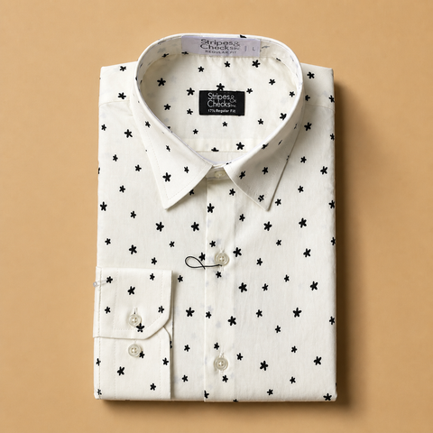 White Small Printed Casual Shirt