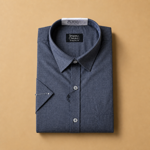 Metalic Blue Short Sleeve Shirt