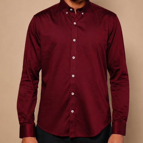 Deep Tone - Burgundy Button Down Shirt